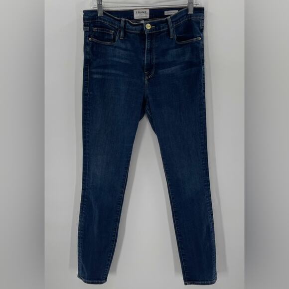 Frame Le Skinny de Jeanne Dark Wash Boho Indie Preppy Jeans Size 33 - Picture 2 of 15